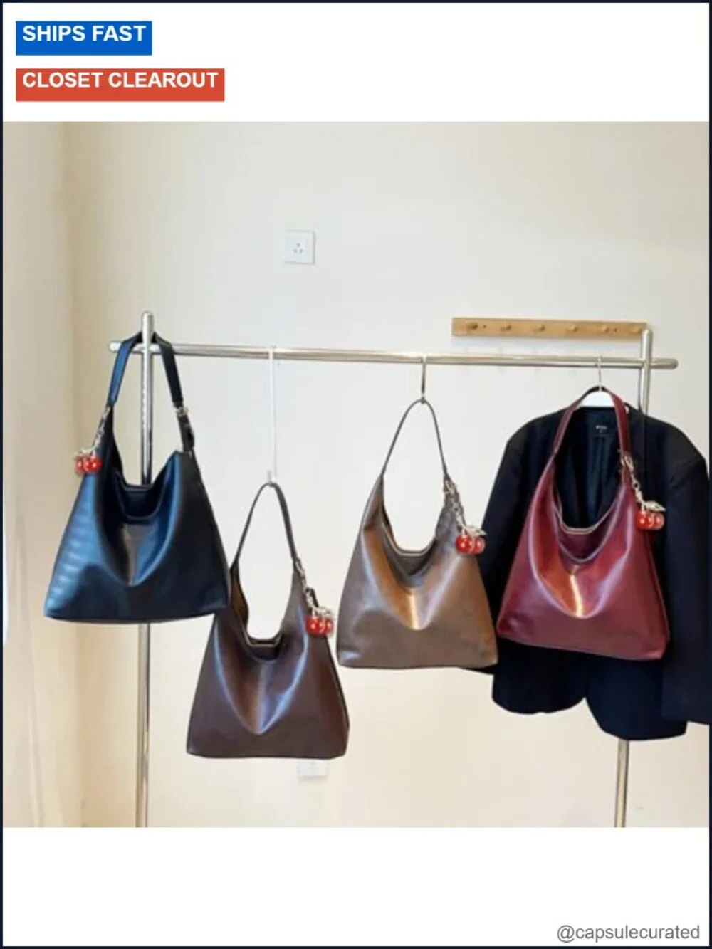 Vegan Hobo Bag Faux Leather Shoulder Purse Slouchy Crossbody Tote Handbag